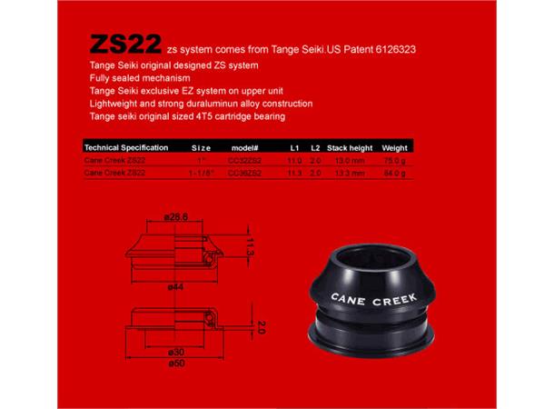 Styrelager Int Cane Creek Vision Fatbike Hollow 1 1/8"